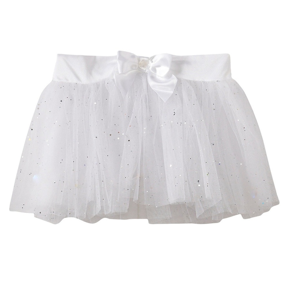 Girls White Tulle Hologram Stars Dance Tutu Skirt